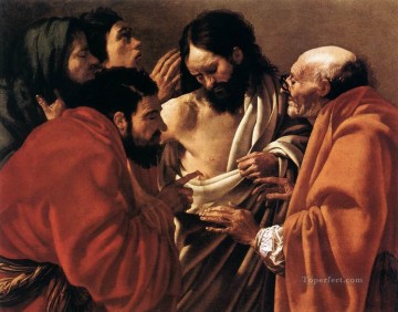  red Oil Painting - The Incredulity Of Saint Thomas Dutch painter Hendrick ter Brugghen